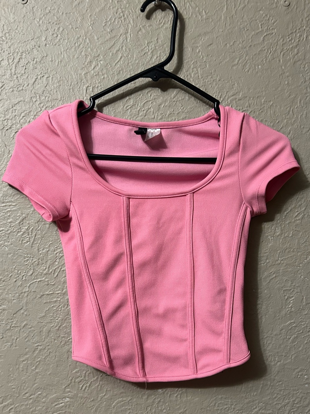 Divided Pink Scoop-Neck Short-Sleeve Crop Top